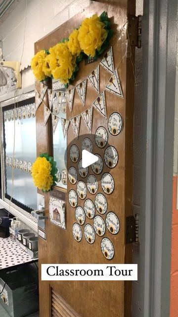 Erica Bohrer - Teacher/Blogger on Instagram: "Classroom tour! All decor items are sold in my TpT store and are on sale." Class Door, Classroom Tour, 3rd Grade Classroom, 1 September, Classroom Door, Boho Green, September 1, Cork Board, Decor Items