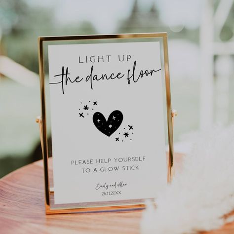 Get the party started with our "Light Up the Dance Floor" sign for weddings! This modern and printable wedding signage is perfect for creating fun vibes or a memorable glow stick send-off moment. Let love glow as guests light up the dance floor with glow sticks, making your wedding send-off truly magical. Instantly download this dance floor sign to add a touch of fun to your special day and make it one to remember for years to come FLD069 Dance Floor Sign, Light Up The Dance Floor, Let Love Sparkle, Fun Vibes, Wedding Send Off, Glow Stick, Love Sparkle, Glow Sticks, Get The Party Started