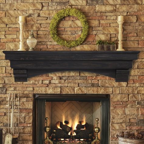 Pearl Mantels Celeste Fireplace Shelf Mantel & Reviews | Wayfair Rustic Farmhouse Fireplace, Modern Fireplace Mantels, Chimney Decor, Factory Machine, Farmhouse Mantel, Fireplace Mantel Shelf, Wooden Fireplace, Fireplace Shelves, Machine Photo