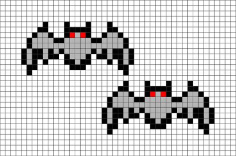 Bat Pixel Art, Spooky Pixel Art, Halloween Beaded Jewelry, 8 Bit Art, Easy Pixel Art, Tiny Cross Stitch, Pixel Art Templates, Cozy Crochet Patterns, Perler Bead Templates