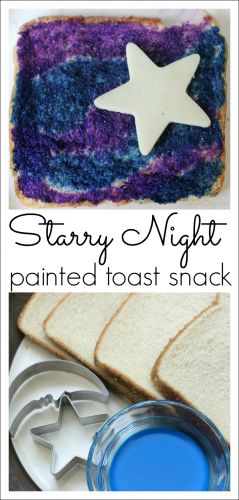 Starry Night Painted Toast - Pajama Day Activity & Snack Moon Cookies, Pj Day, Starry Night Painting, Pajama Day, Edible Paint, Preschool At Home, Sleepover Party, Things To Do At A Sleepover, Night Painting