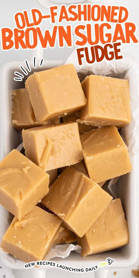 Tried and tested, this easy 5-ingredient Brown Sugar Fudge is a sure winner for your next bake sale, potluck, or holiday. Perfect for any occasion and ready in no time! Velveeta Fudge, Chocolate Fudge Recipes Easy, Vegan Fudge Recipes, Brown Sugar Fudge, No Bake Fudge, Holiday Candy Recipes, Homemade Fudge Recipes, Brown Sugar Recipes, Fudge Ingredients