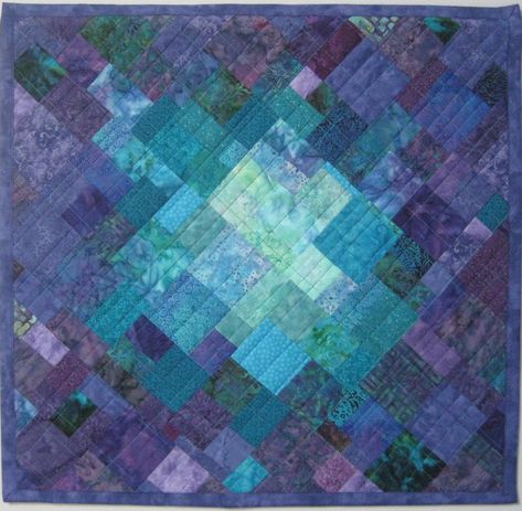 Quilting Art, Teal Quilt, Picnic Quilt, Zen Room, Abstract Quilt, Landscape Quilt, Purple Quilts, Geometric Quilt, Batik Quilts