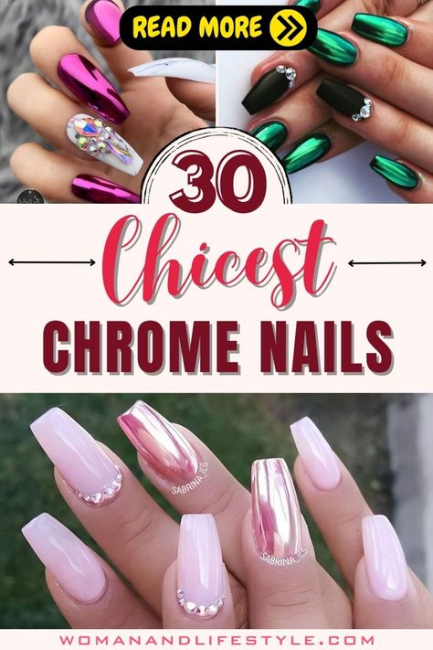 Are you looking for the ultimate chic nail design? Do you want a manicure that will turn heads everywhere you go? If the answer is yes, mirror chrome nails are your best choice. Mirror Chrome Nails, Chrome Nails Ideas, Gold Chrome Nails, Black Manicure, Chic Nail Designs, Pink Chrome Nails, Chrome Nail Powder, Night Beauty, Green Chrome