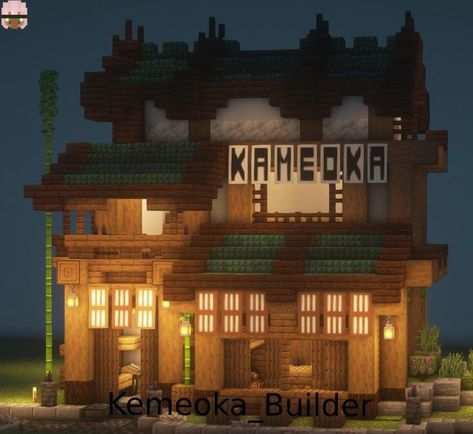 милая японская кафешка, где можно покушать рамен в майнкрафт Japanese Cafe Minecraft, Japanese Restaurant Minecraft, Minecraft Bar Design, Minecraft Ramen Shop, Cat Cafe Minecraft, Cafe Minecraft, Minecraft Restaurant, Planet Caravan, Japanese Coffee Shop