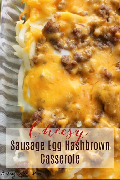 Quick and easy breakfast casserole. This breakfast egg casserole with eggs, sausage, hashbrowns and cheese only has 5 ingredients and comes together so easily. Egg Bake Sausage Hashbrown, Sausage Egg Bake With Hashbrowns, Egg And Meat Casserole, Sausage Egg And Cheese Casserole Hashbrown Breakfast Recipes, Sausage Egg And Cheese Casserole With Hashbrowns, Sausage Egg Hashbrown Casserole Breakfast Bake, Casseroles With Eggs, Egg Bake Casserole Without Hashbrowns, Easy Sausage Egg Bake