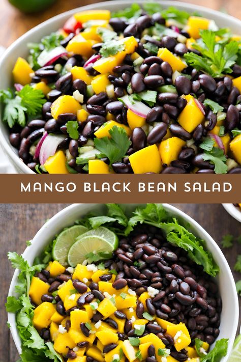 Discover a burst of tropical freshness with our Mango Black Bean Salad recipe! Packed with vibrant colors and wholesome ingredients like black beans, ripe mangoes, and crisp veggies, this salad is a delightful blend of flavors. Drizzled with a zesty lime dressing, it's perfect as a refreshing side dish for grilled meats or as a standalone healthy snack. Pin this easy recipe for a taste of the tropics in every bite! 🥭🥗 #myskinnyrecipes #MangoSalad #HealthyRecipes #FreshFlavor Black Bean And Mango Salad, Mango Black Bean Salad, How To Make Beans, Black Bean Salad Recipe, Bowls Recipes, Bean Salad Recipe, Healthy Bowls Recipes, Black Bean Recipes, Black Bean Salad