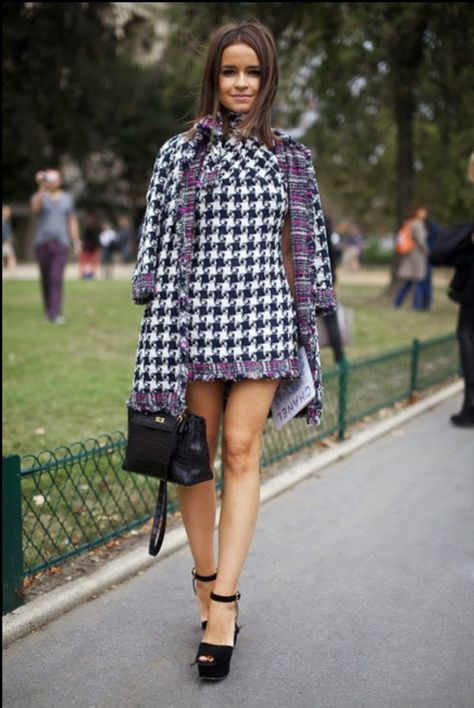 White Purple Outfit, Purple Outfit, Miroslava Duma, Houndstooth Coat, Street Style Chic, Style Crush, Big Fashion, Fashion Week Street Style, Street Chic