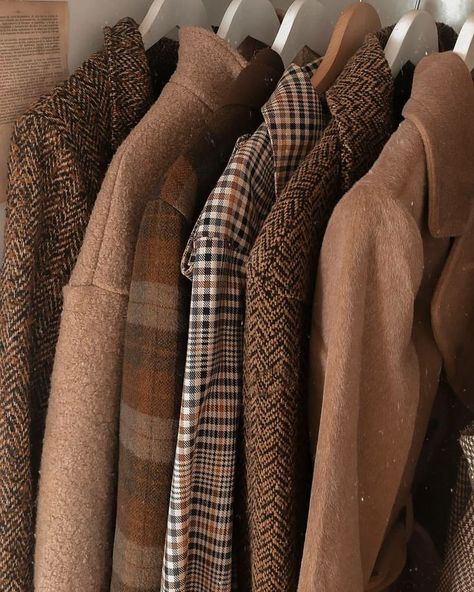 Dark Academia Outerwear, Thick Flannel Outfit, Earth Tone Fall Outfits, Tweed Coats, October Girl, Casual Academia, Dark Academia Style, Academia Outfits, Academia Style