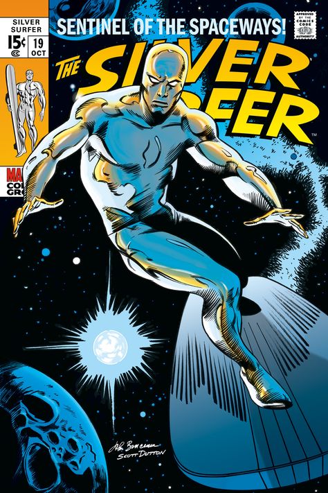 The Silver Surfer No. 19 by John Buscema and Scott Dutton, Marvel Comics Silver Surfer Comic, The Silver Surfer, Surfer Art, Marvel Comics Covers, John Buscema, The Lone Ranger, Bd Comics, Marvel Comic Books, Marvel Comics Art