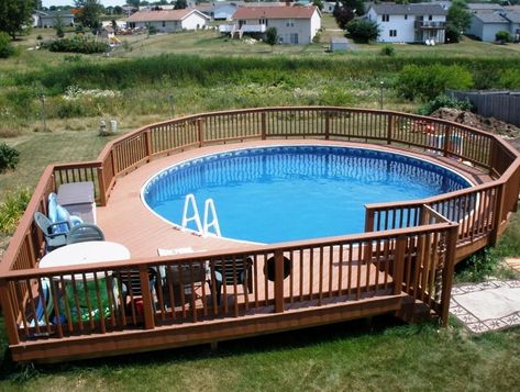 Oberirdischer Pool, Round Above Ground Pool, Pool Diy, Pool Deck Plans, Pool Images, Best Above Ground Pool, Swimming Pool Decks, Swimming Pool Photos, Above Ground Pool Landscaping