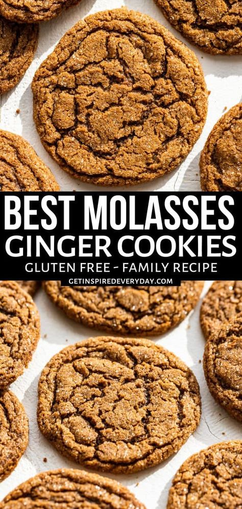 Molasses Ginger Cookies Gluten Free Molasses Cookies, Molasses Ginger Cookies, Vegan Molasses Cookies, Gluten Free Ginger Snaps, Small Batch Cookie Recipe, Spiced Cookies, Paleo Friendly Desserts, Ginger Cookie Recipes, Gingersnap Cookies