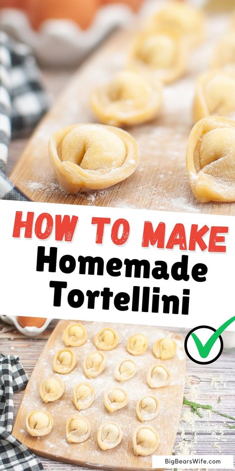 Want to learn How To Make Homemade Tortellini? Let me show you how to make homemade tortellini pasta that you can use in all kinds of recipes. via @bigbearswife Homemade Cheese Tortellini Recipes, Homemade Tortilini Recipes, Homemade Tortalini Recipes, Homemade Cheese Tortellini, Recipes Tortellini, Homemade Tortellini, How To Make Tortellini, Cheese Tortellini Recipes, Homemade Pasta Dough