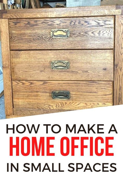 Do you have a small space for a home office? check out this dresser desk idea to make a work station solution in your bedroom, hallway or living room area. Perfect if you're on a budget, this home office desk is a stylish way to  make your home decor look expensive. #hometalk Diy Small Home Office, Diy Teepee Tent, Small Home Office Desk, Bar Stool Makeover, French Mattress Cushion, Travel Themed Room, Desk Idea, Mosaic Flower Pots, Dresser Desk