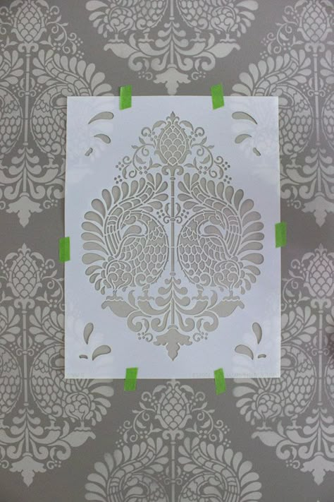 Damask Wall Stencils, Wall Stencils Diy, Damask Wall, Stencil Wall Art, Wall Stencil Patterns, Stencil Decor, Driven By Decor, Stencil Wall, Damask Stencil