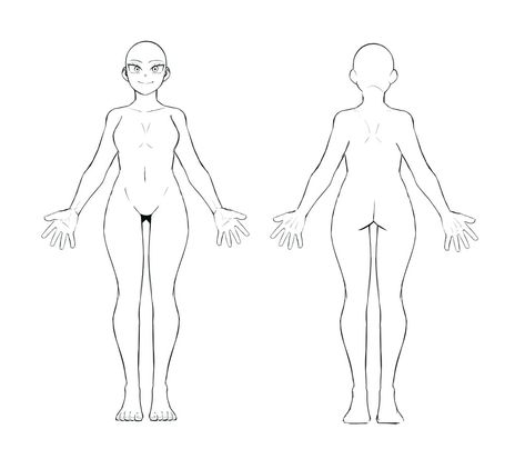 Front And Back Character Base, Anime Female Template, Bhna Oc Female Template, Mha Oc Body Base Female, Mha Bases Oc, Female Body Base Drawing Reference, Mha Self Insert Base, Mha Art Base, Bnha Pose Reference