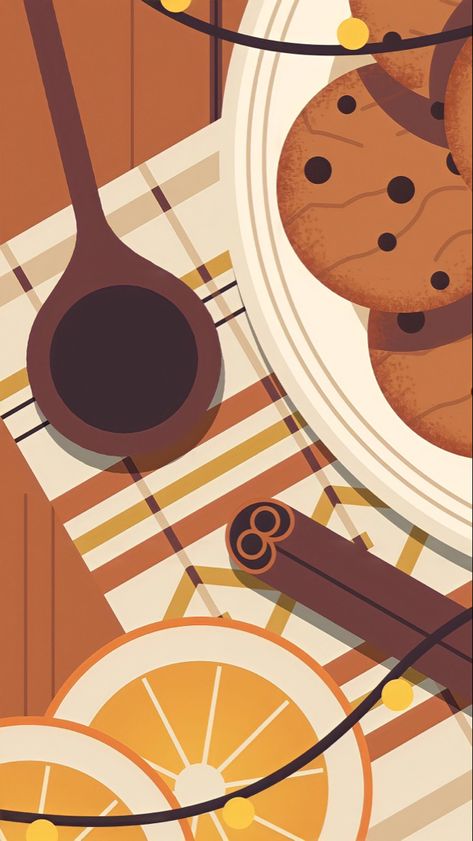 Food Digital Illustration, Cookies Wallpaper, Cookie Illustration, Cookie Wallpaper, Two Dots, Iphone Dynamic Wallpaper, Concept Art Tutorial, Flat Design Illustration, Dots Wallpaper