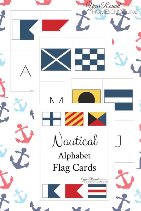 Nautical Alphabet Letters Printable, Nautical Printables, Nautical Flag Alphabet, Maritime Flags, Nautical Alphabet, Flag Alphabet, Free Homeschool Curriculum, Homeschool Routine, Nautical Flags