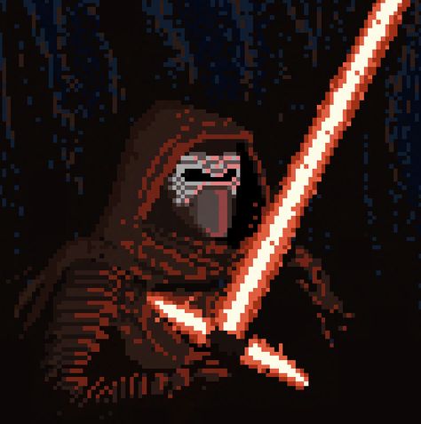 Kylo ren pixelart - GIF on Imgur Kylo Ren Gif, Star Wars Pixel Art, Lightsaber Star Wars, Gif Wallpaper, Star Wars Stickers, Racun Shopee, Star Wars Images, Kylo Ren, Pixel Art