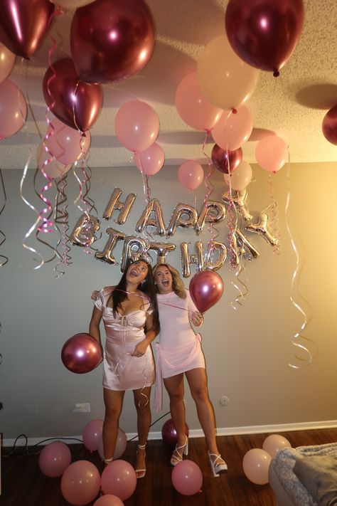 Pink theme birthday party. 24th +25th bday! Pink dress, pink baloons, happy bday sign. 25 Birthday Theme, Pink Theme Party, Twenty Fine, Pink Bday, 25th Bday, Pink Party Theme, Pink Theme, Theme Birthday Party, Happy Bday