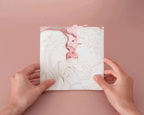 Interactive Invitation, Pop Up Invitation, Wedding Drawing, Unique Wedding Cards, Paper Cutout Art, Cat Wedding, Wedding Invitation Video, Easy Paper Crafts Diy, Wedding Menu Cards