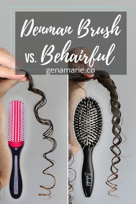 In this video, I will be comparing the Denman D3 brush to the Behairful Professional Detangler Brush. I’ve always been a fan of using a brush to style my hair because I struggle with tangles and frizz. Using a brush when applying your products helps to distribute product, smooth frizz, detangle, create clumps, and create defined ringlets. There are a couple of brushes on the market that are loved in the naturally curly community: the Denman Brush and the Behairful Brush. I’ve tested How To Get Tighter Curls, Wet Brush Curly Hair, Best Brush For Curly Hair, Curly Hair Method Steps, Curl Training Wavy Hair, Curl Training Hair, Pattern Hair Products, Low Density Curly Hair, Curly Girl Method Routine