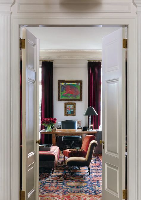 Office and Study by Kerry Joyce Associates, Inc. Modern Transitional Office, Study Design Ideas, Kerry Joyce, Eclectic Office, Art Deco Office, Minimalist Eclectic, Modern Maximalist, Traditional Eclectic, Eclectic Contemporary