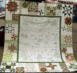 I have this quilt almost done in red and white.  I can't wait to display it this Christmas! Snowman Quilt, Christmas Quilt Patterns, Embroidered Quilts, Winter Quilts, Green Quilt, Redwork Embroidery, Quilt Border, Picture Quilts, Holiday Quilts