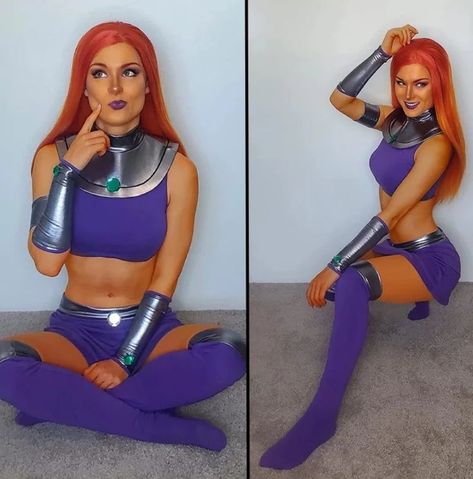 Outfit With Stockings, Starfire Costume, Costume Women Halloween, Purple Outfit, Hot Halloween Outfits, Halloween Costumes College Girls, Unique Halloween Costumes, Costume Women, Anime Cosplay Costumes