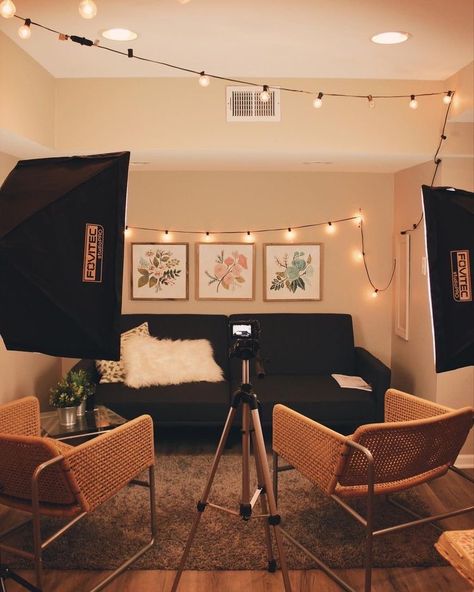 Coffee And Bible Time, Christian Youtubers, Coffee And Bible, Youtube Backdrops, Podcast Setup, Youtube Setup, Custom Floating Shelves, Podcast Studio, Home Studio Setup