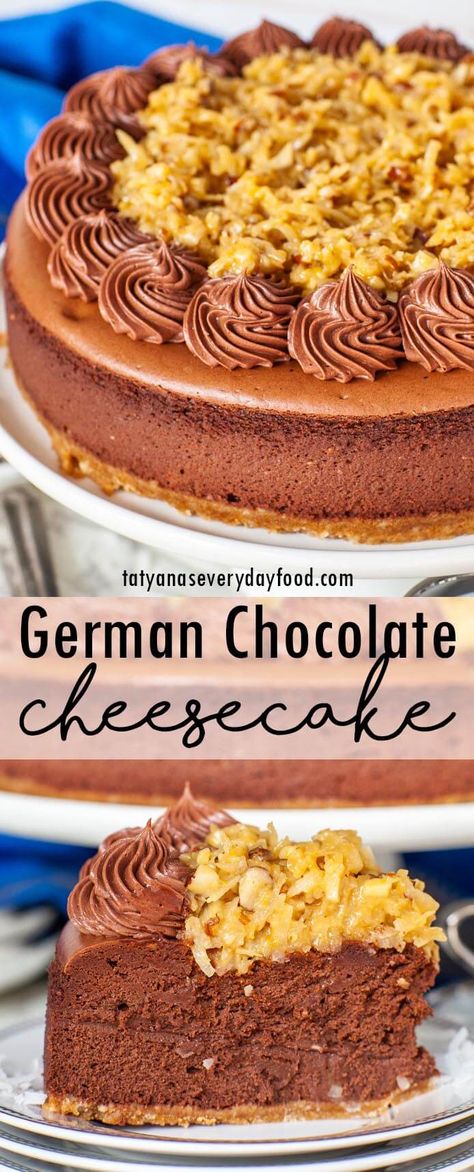 Cheesecake Designs, Rich Cheesecake Recipes, Fun Cheesecake, The Best Cheesecake Recipe, Fun Cheesecake Recipes, Best Cheesecake Recipe, Chocolate Filling For Cake, German Chocolate Cheesecake, European Cakes