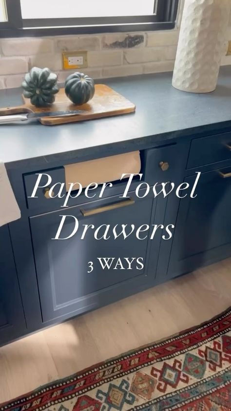 Sarah Robertson on Instagram: “I guess if I were to award MVP status to anything in my lineup it would be the paper towel drawer. It’s hard for me to believe but I sorta…” Paper Towel Holder Drawer, Kitchen Paper Towel Drawer, Paper Towel In Drawer, Paper Towel Cabinet Drawer, Paper Towel Storage Kitchen, Paper Towel Drawer Kitchen Storage, Paper Towel Drawer Kitchen, Built In Paper Towel Holder, Paper Towel Storage Ideas