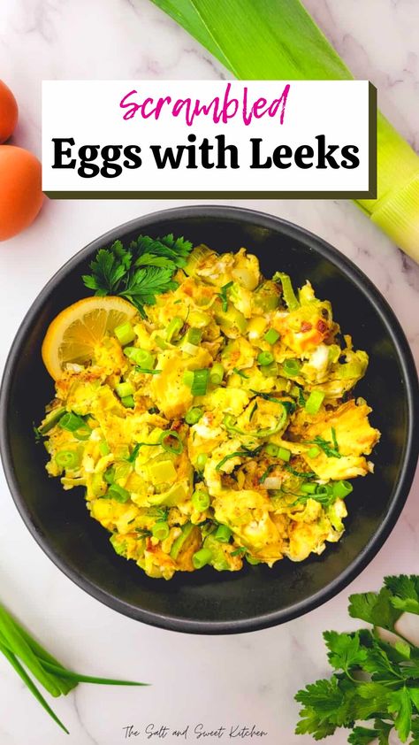 Eggs with leeks Leek And Egg Recipes, Leak Recipes, Leeks Recipe Healthy, Recipe With Leeks, Egg Breakfasts, Leeks Recipe, Green Sides, Air Fryer Recipes Chicken Breast, Breakfast Bakes