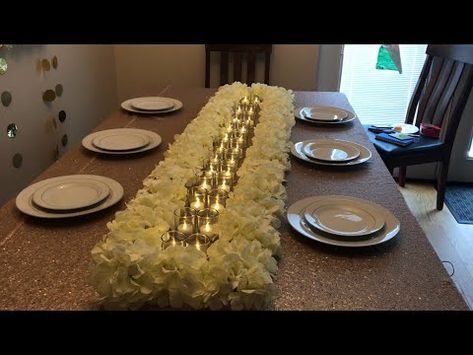 DIY - long wedding table decor | floral runner centerpiece| DIY dollar tree| easy wedding decor | - YouTube Easy Floral Centerpieces Diy, Diy Flower Table Runner, Diy Floral Runner, Centerpieces For Long Tables, Diy Centrepiece, Pakistani Decor, Easy Table Runner, Long Table Centerpieces, Bling Centerpiece