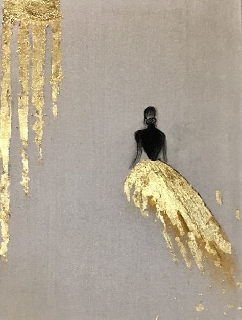 Gold Flake Painting, Metallic Painting Ideas Canvases, Drawing Gold, Africa Art Design, Gold Artwork, Art Deco Paintings, Gold Art Painting, Acrylic Art Projects, Heart On Your Sleeve