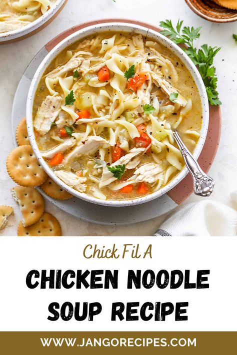 Today I am going to share with you a chick fil a chicken noodle soup recipe that is extremely delicious. It’s a quick, easy recipe that can serve as a side dish or meal alongside your main dish. Chick Fil A Soup Recipe Chicken Noodles, Chick Fil A Chicken Noodle Soup Recipe, Easy Fall Dinner Recipes, Chicken Soup Crockpot, Healthy Fall Dinner, Easy Fall Dinners, Chicken Noodle Soup Recipe, Noodle Soup Recipe, Chicken Noodle Soup Homemade