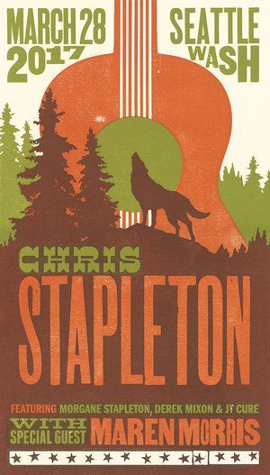 Wood Type Poster, Seattle Poster, Outdoor Festival, Concert Poster Design, Country Music Festival, Music Festival Poster, Chris Stapleton, Concert Poster, Type Posters