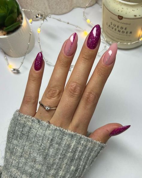 Dark Pink Nails, Classy Acrylic Nails, Elegant Nails, Funky Nails, Dip Powder, Floral Nails, Fancy Nails, Chic Nails, Purple Nails