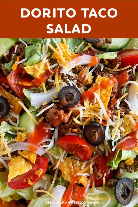 Taco Salad With Doritos, Salad With Doritos, Taco Salad With Catalina Dressing, Homemade French Dressing, Tacos Salad, Doritos Taco Salad, Dorito Taco Salad, Dorito Taco Salad Recipe, Dorito Taco