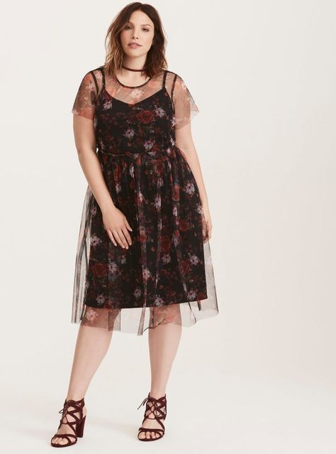 Outer Dress, Sheer Mesh Dress, Look Plus Size, Floral Dress Casual, Dark Grunge, That Dress, Floral Dresses Long, Whimsical Fashion, Torrid Dresses