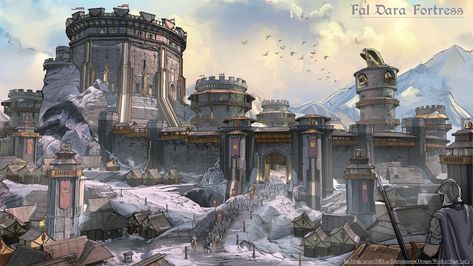 ArtStation - Wheel of time - Fal Dara Fortress, Ian Hong Fortress Concept Art, Dwarven City, Fantasy Cities, Wheel Of Time, Armadura Medieval, Medieval World, Location Inspiration, Unique Buildings, Fantasy City