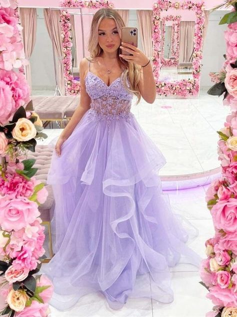 Vestido Color Lila, Lace Formal Dresses, Extra Heels, Bead Lace, Tulle Evening Dress, Lace Formal Dress, Long Prom Dresses, Pretty Prom Dresses, Prom Dresses Online