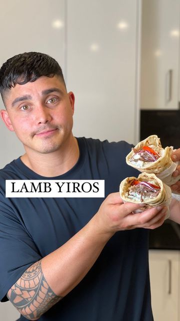 Dan Roberts on Instagram: "Roasted Lamb Yiros👌🏼 Ingredients: Lamb Marinade: - Lamb Shoulder bone in 2kg - 7g fresh Mint finely chopped - 3g fresh or 2g dried oregano - 1 tbsp dried Thyme - 1 1/2 tbsp Cumin - 2 cloves Minced garlic - Lemon zest from 1 lemon - Pepper and salt - 3 tbsp Olive oil - 2 tbsp Red Wine Vinegar Flat Bread: - 5g Salt - 2.5g dry Yeast - 200g Milk Luke warm - 300g all purpose Flour Tatziki - 1 Lebanese Cucumber - 2 g mint finely chopped - 2g Dill finely chopped - 1/2 cup full fat greek Yoghurt - 1 clove of garlic Minced - Salt and pepper - 1/2 Lemon Juice Sliced Red Onions Sliced Tomatoes Feta Cheese Enjoy! 💥 Featuring Weber Q+ BBQ @weberbbqausnz #FeedYourQriosity #LambYiros #Yiros #WeberBBQAusNZ" Lamb Yiros, Lamb Marinade, Roasted Lamb, Sliced Tomatoes, Lamb Shoulder, Dried Thyme, Flat Bread, Red Onions, Wine Vinegar