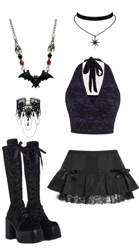 Lacey Gothic Outfit Outfits 2000s Style, Night Core, Gothic Outfit, Goth Outfit Ideas, Outfits 2000s, Streetwear Fashion Women, Gothic Outfits, Goth Outfits, Edgy Outfits