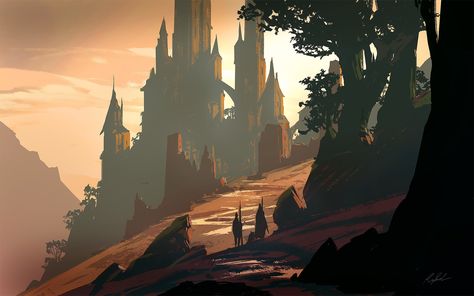 -- Share via Artstation iOS App, Artstation © 2017 Raphael Lacoste, Castle Painting, Iconic Artwork, Fantasy Background, Landscape Concept, Fantasy Castle, Fantasy Places, Fantasy Setting, Concept Art Drawing