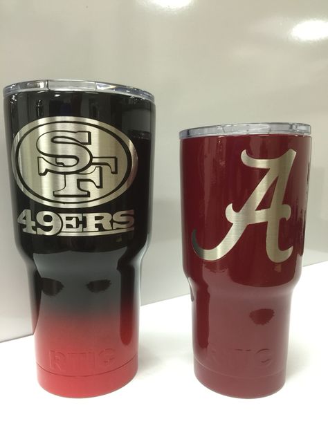 49ers Tumbler Cup, 49ers Tumbler, Powder Coated Tumblers, Pencil Christmas Tree, Yeti Tumbler, Custom Tumbler Cups, Cup Crafts, Cup Ideas, Tumbler Ideas