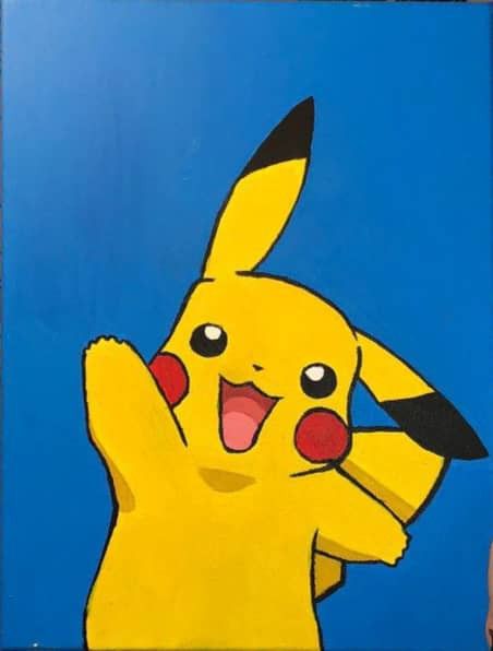 Pikachu Painting On Canvas Easy, Pikachu Acrylic Painting, Pikachu Painting, Friend Painting Ideas, Pokemon Painting, Chalk Ideas, Coloring Printables, Abstract Pencil Drawings, Pokemon Craft