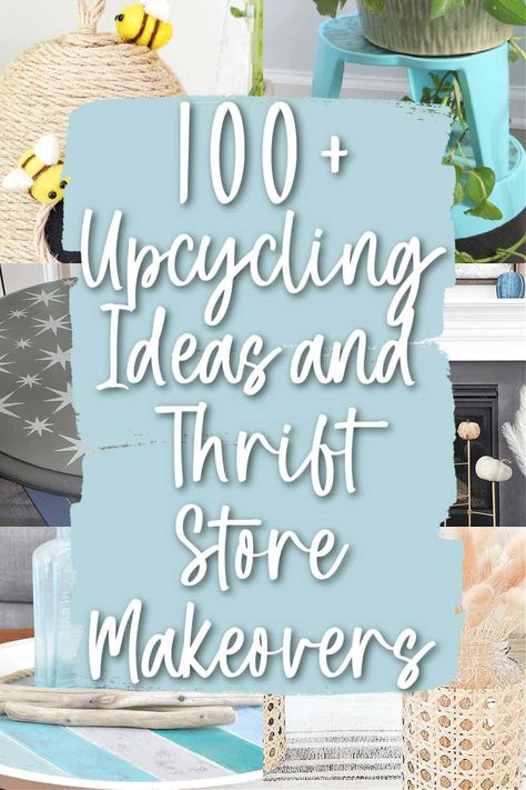 Thrifting Furniture Makeover, Upcycled Store Displays, Recycle Furniture Ideas Diy Projects, Upcycling Thrift Store Finds, Thrift Crafts Ideas, Thrift Store Repurposing, Thrift Store Makeover Ideas Before After, Thrift Flip Furniture Ideas, Trash To Treasure Ideas Thrift Store Finds