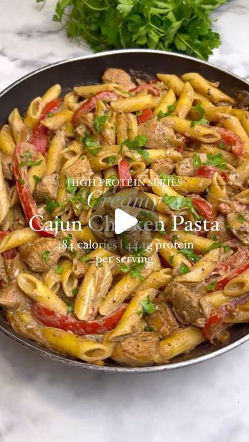 Rebecca Archer on Instagram: "High Protein Creamy Cajun Chicken Pasta, follow @archerkitchen for more If you’re searching for a low calorie high protein pasta dish then this recipe is for you, my High Protein Creamy Cajun Chicken Pasta. Quick healthy and perfect for meal prepping this recipe will be your go to midweek high protein meal. Lets go: Ingredients: Serves 3 (484 and 44.1g protein per serving) 200g uncooked dry penne pasta 100g light soft cheese 400g chicken breast diced 1 large onion 1 bell pepper 4 garlic cloves 1 red chilli 2 tbsp cajun seasoning 1 tsp olive oil 1 tbsp fresh parsley Method: - Add 1 tsp olive oil to medium heat pan, add your diced chicken 1 tbsp cajun seasoning then cook for 5-7 minutes until cooked through. - Add the bell pepper, onion and garlic Low Calorie High Protein Pasta, Creamy Cajun Chicken Pasta, Creamy Cajun Chicken, High Protein Pasta, Low Calorie High Protein, Protein Pasta, High Protein Low Calorie, Protein Meal, Cajun Chicken Pasta