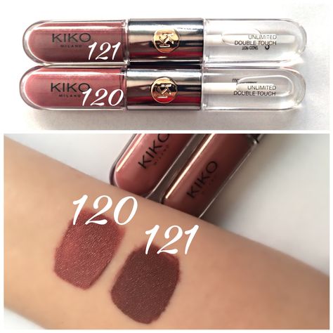 Kiko Milano • Unlimited Double Touch • Kiko Lipgloss Swatches, Kiko Double Touch Lipstick, Kiko Milano Lipstick, Kiko Unlimited Double Touch, Kiko Milano Lipgloss, Makeup Aesthetic Products, Whirl Lipstick, Kiko Lipstick, Kiko Lipgloss